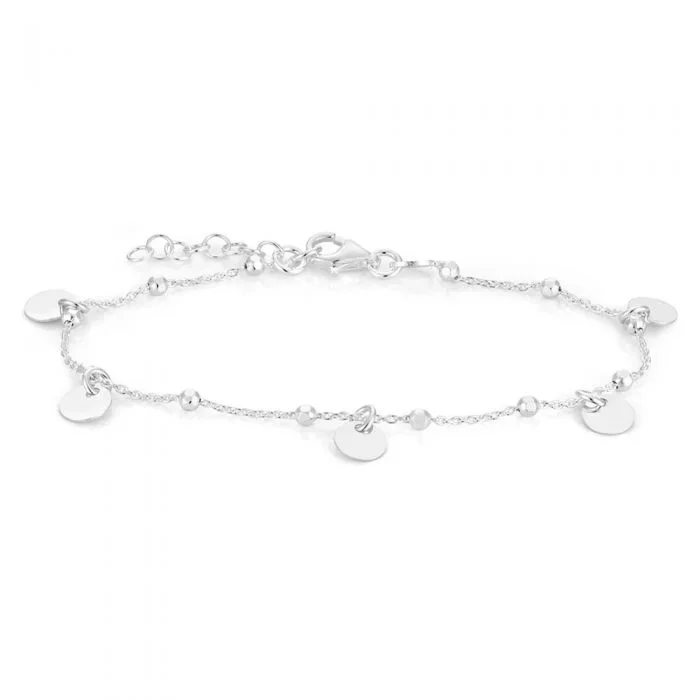 Sterling Silver Multi-Disc Charm Bracelet 17cm+2cm