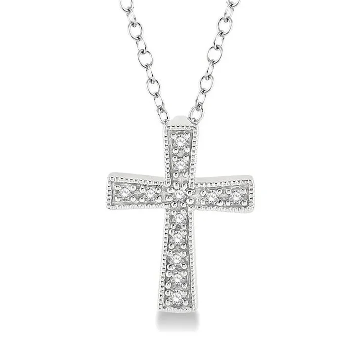 Sterling Silver Natural Diamonds Cross Pendant