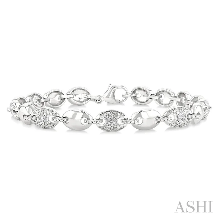 Sterling Silver Natural Diamonds Mariner Bracelet