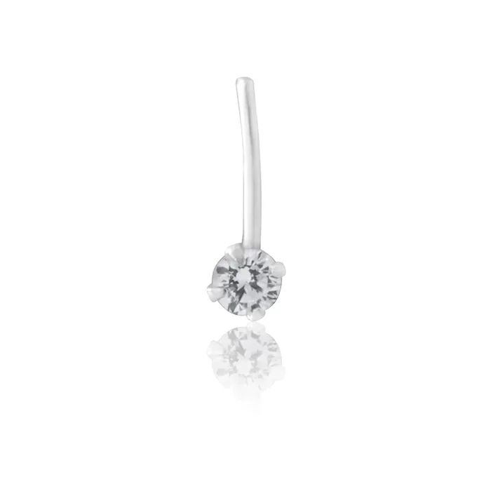 Sterling Silver Nose Stud Round Zirconia