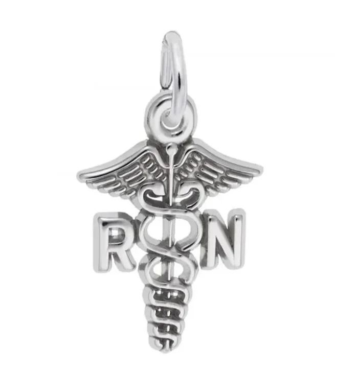 Sterling Silver RN Caduceus Charm