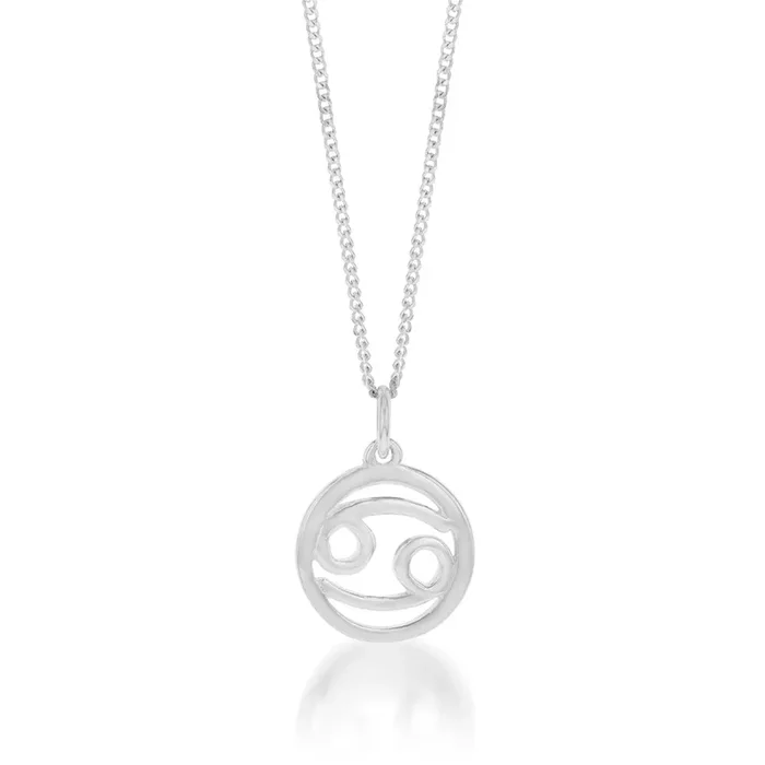 Sterling Silver Round Zodiac/Star Sign Cancer Pendant