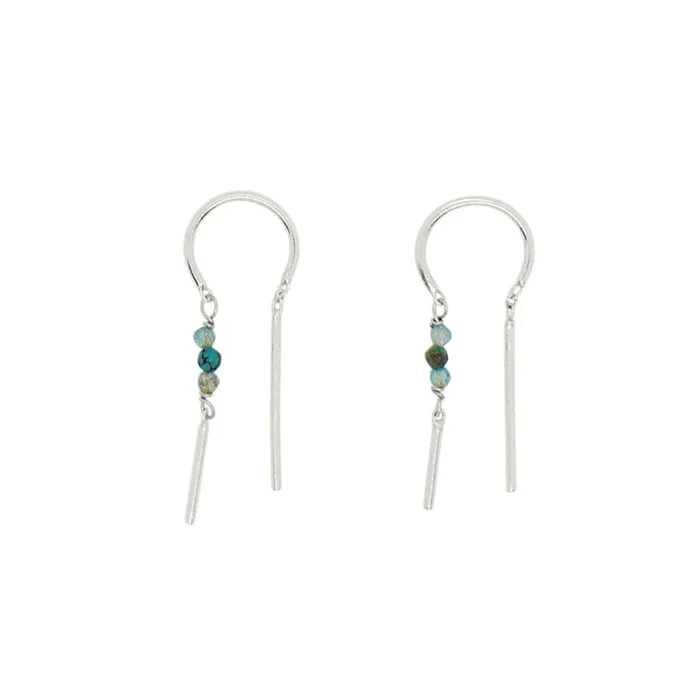 Stony Tiny Dancer Threaders in Turquoise/Apatite & Silver – 1″ | Available to Ship January 7, 2026