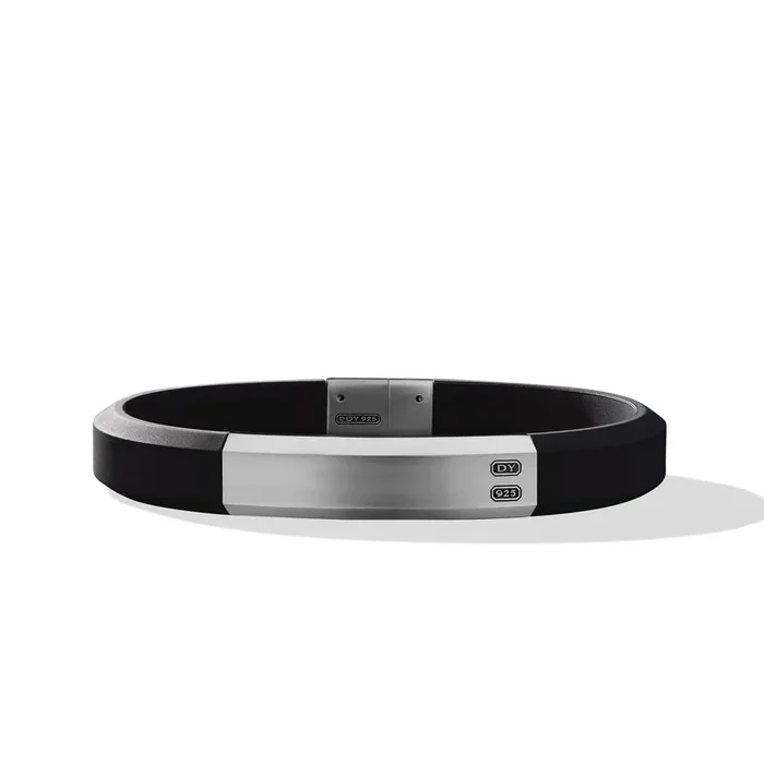 Streamline® ID Bracelet with Black Rubber and Sterling Silver, 10mm