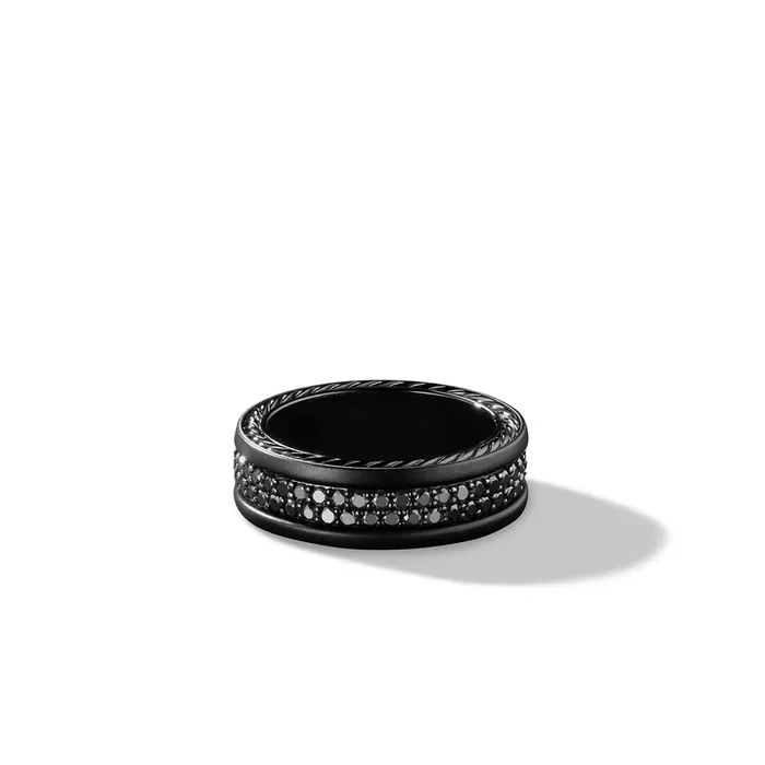 Streamline® Two Row Band Ring in Black Titanium with Black Diamonds, 6.5mm