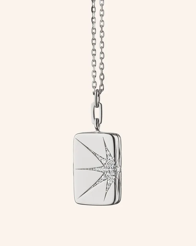 Sun and Star Locket with White Sapphire