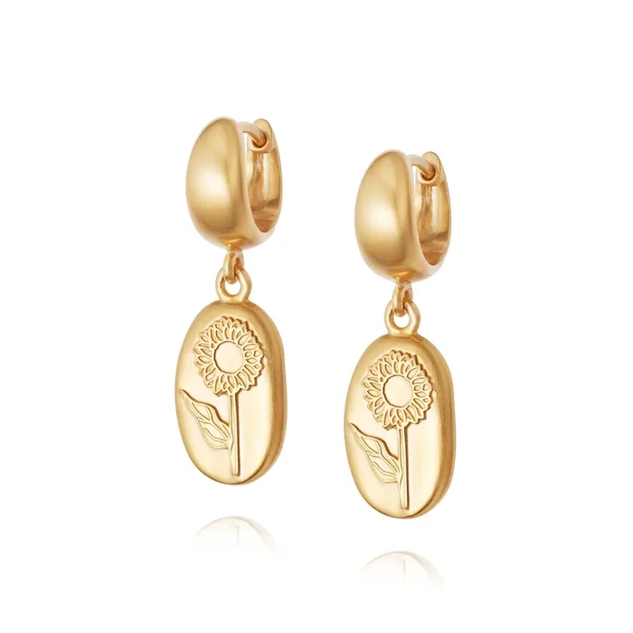 Sunflower Drop Earrings 18ct Gold Plate