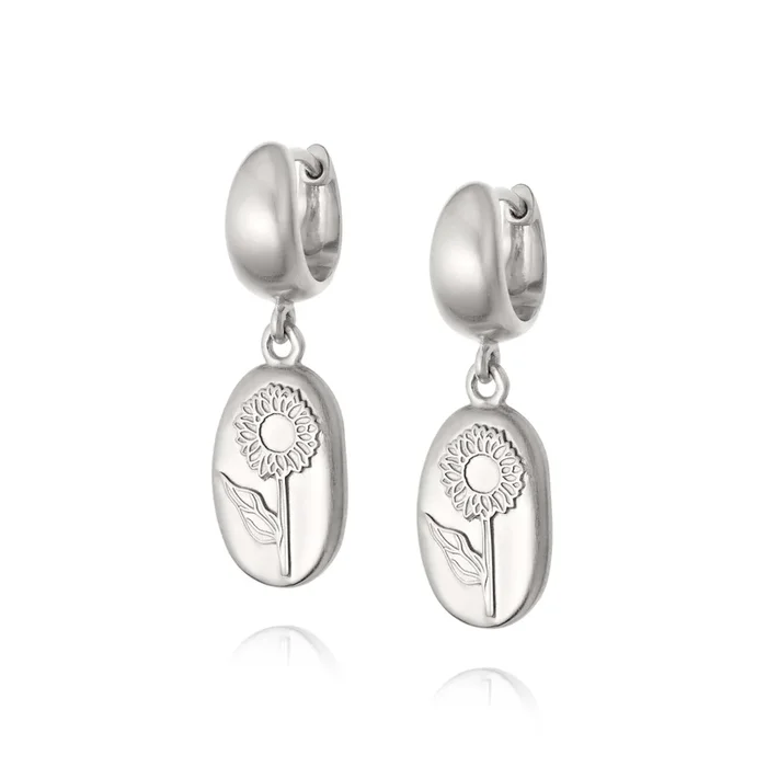 Sunflower Drop Earrings Sterling Silver