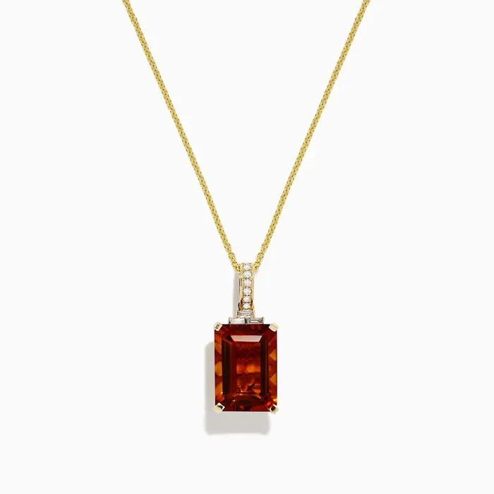 Sunset 14K Yellow Gold Citrine and Diamond Pendant, 7.45 TCW