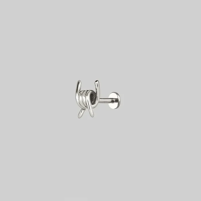 SURVIVAL. Symbolic barbed Wire Stud Earring – Silver