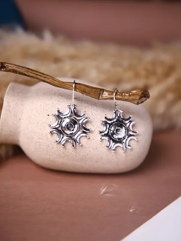 Surya Oxidised Silver Earring