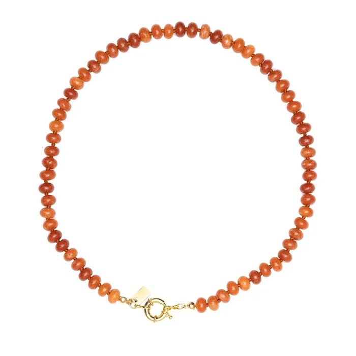Sweet Stone Beaded Knotted Necklace – Orange