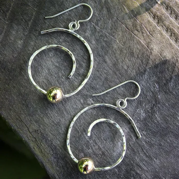 Swirl and Bead Handcrafted Earrings