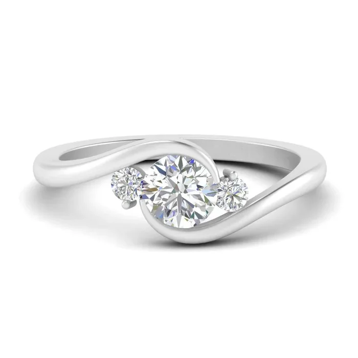 Swirl Bypass 3 Stone Ring