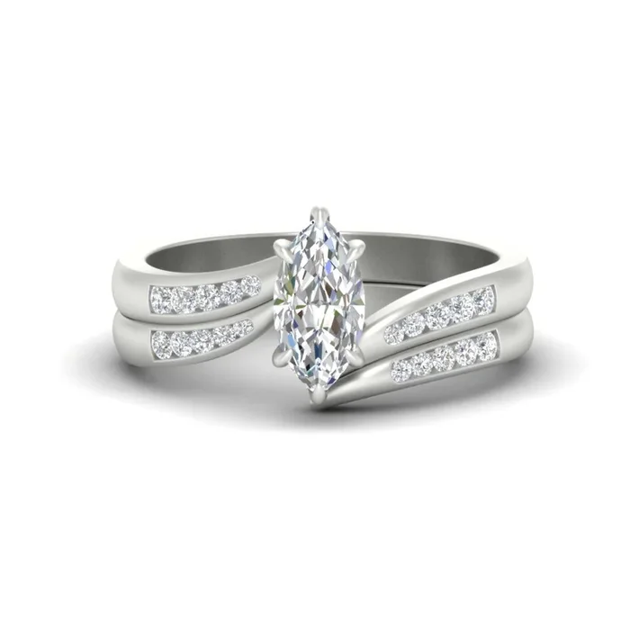 Swirl Channel Bridal Engagement Set