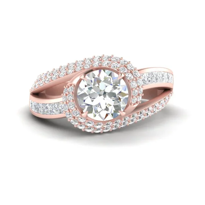 Swirl Halo Big Engagement Ring