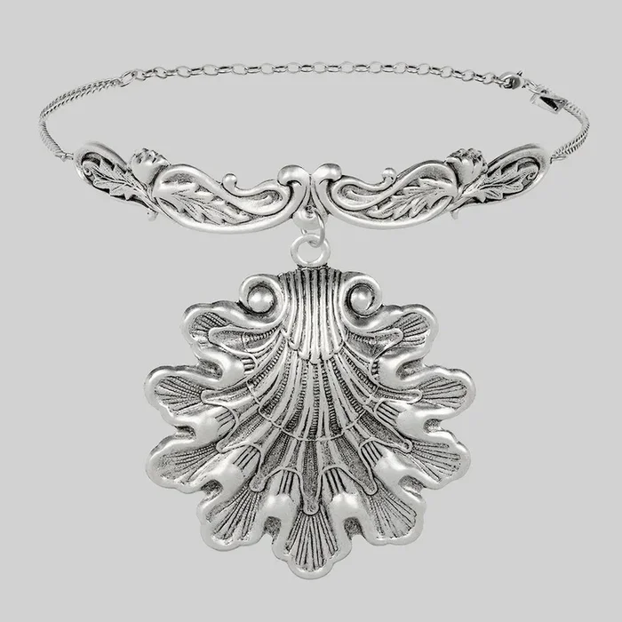 SYRENA. Ornate Seashell Choker – Silver