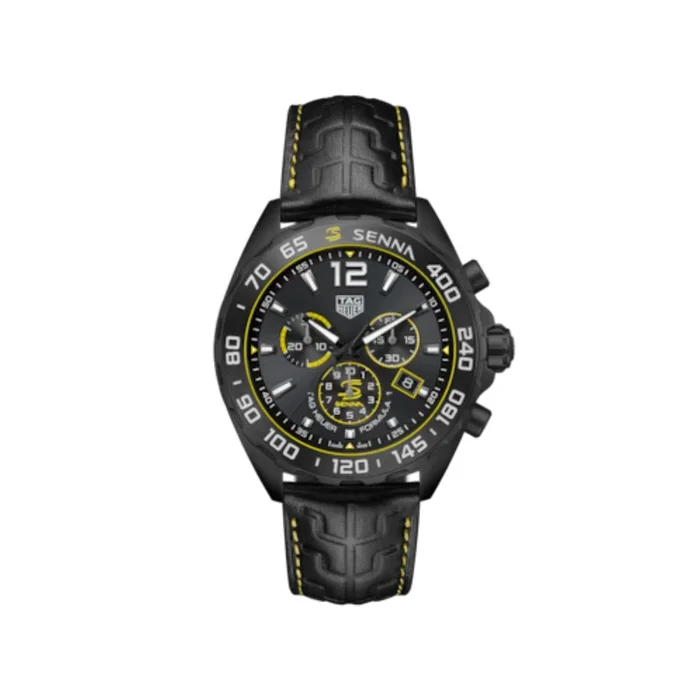 Tag Heuer Formula 1 X Senna Quartz Chronograph 43 mm – Grey/Black Leather