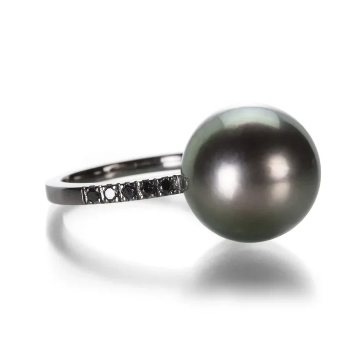 Tahitian Pearl with Diamonds Ring