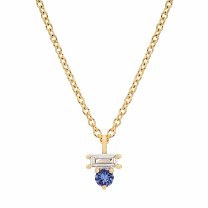 Tanzanite & Diamond Baguette Necklace