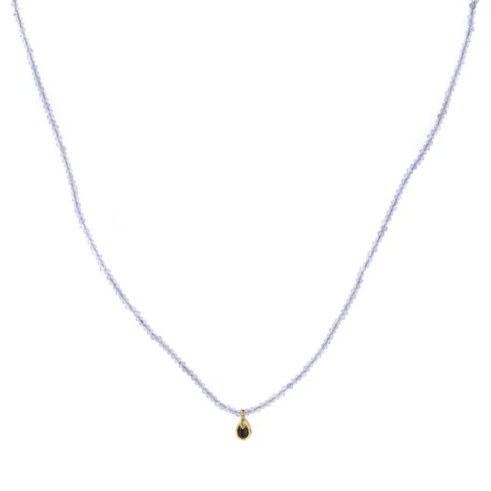 Tanzanite Beaded Necklace with Spinel Pendant