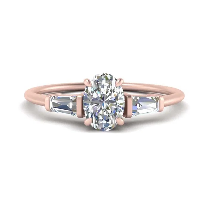 Tapered Baguette Oval Diamond Engagement Ring