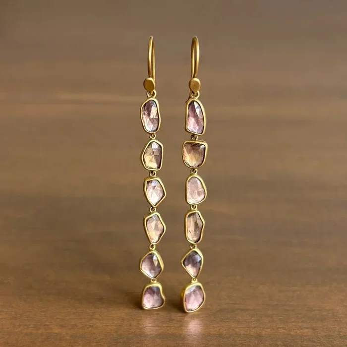 Taupe Sapphire Shard Streamer Earrings