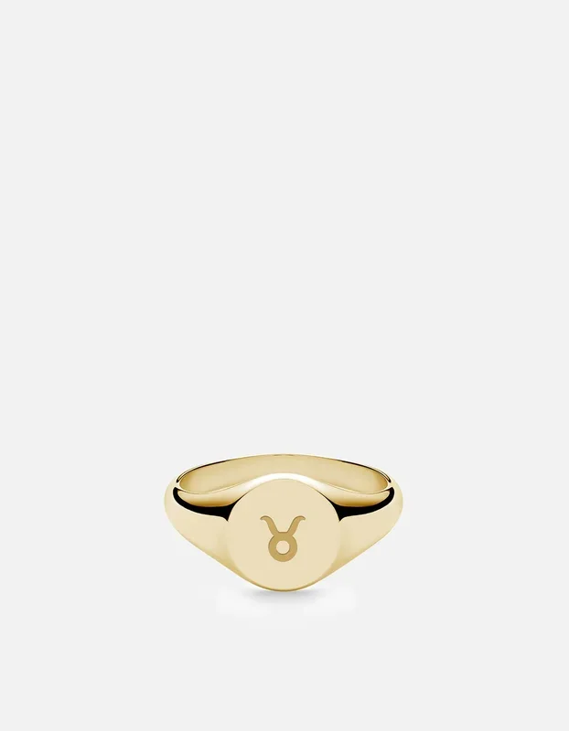 Taurus Astro Signet Ring, 14k Gold