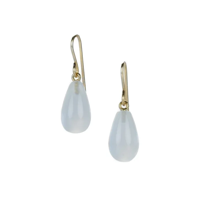 Teardrop Blue Chalcedony Drop Earrings