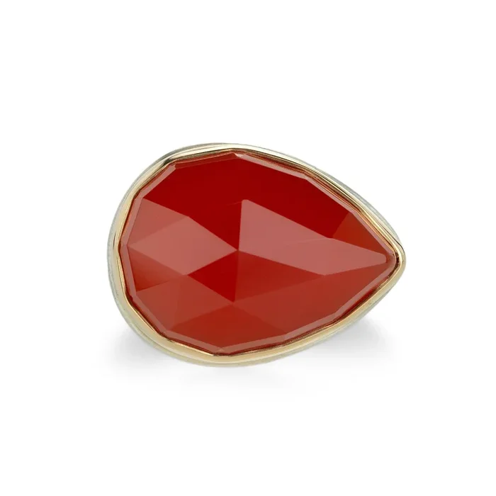 Teardrop Orange Chalcedony Ring