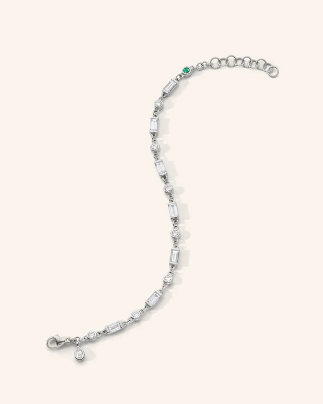 Tennis Bracelet with Baguet & Round White Sapphires