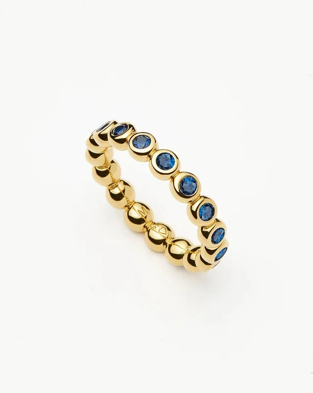 Tennis Eternity Stacking Ring | 18k Gold Vermeil/Sapphire Blue Nano-crystal