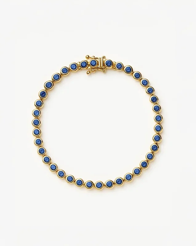 Tennis Round Bracelet | 18ct Gold Vermeil/Sapphire Blue Nano-crystal