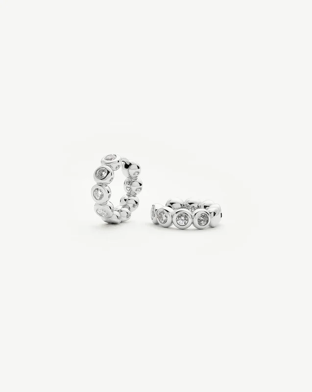 Tennis Small Hoop Earrings | Sterling Silver Cubic Zirconia