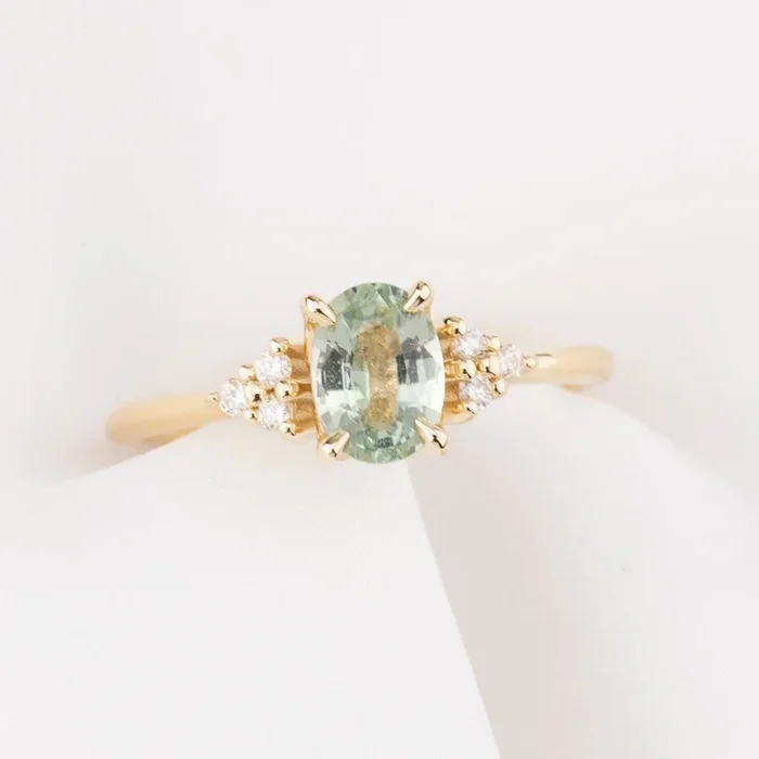 Teresa Ring, 0.96ct Green Madagascar Sapphire