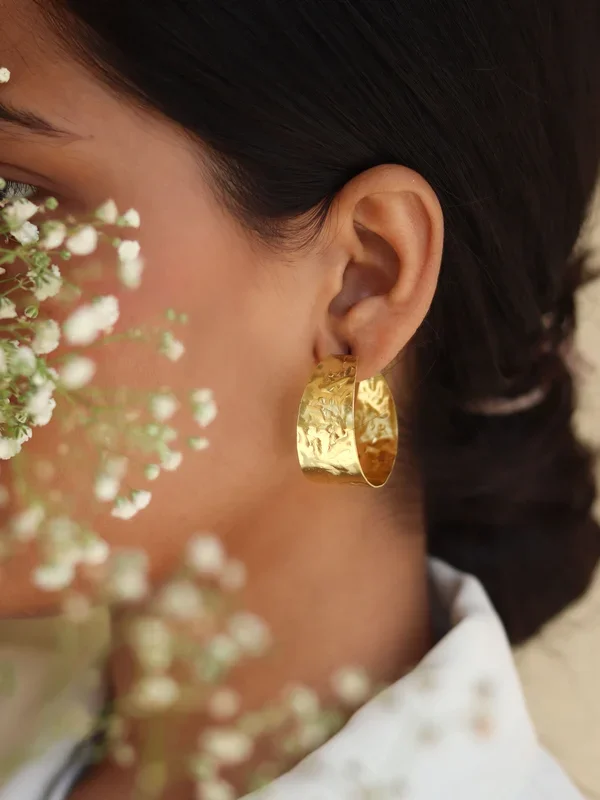 Textured Big Brass Hoops