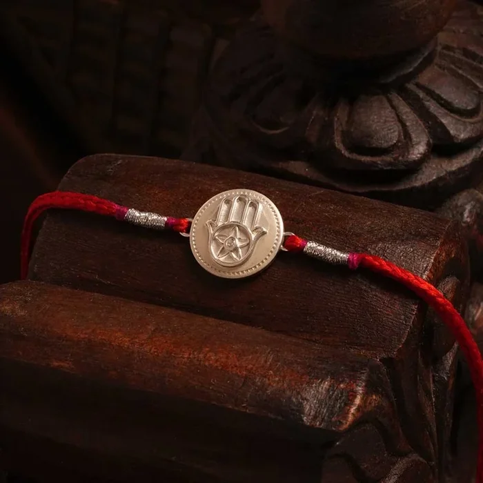 The Blessed Palm 0.01 Carat Lab-Grown Diamond 999 Silver Coin Rakhi