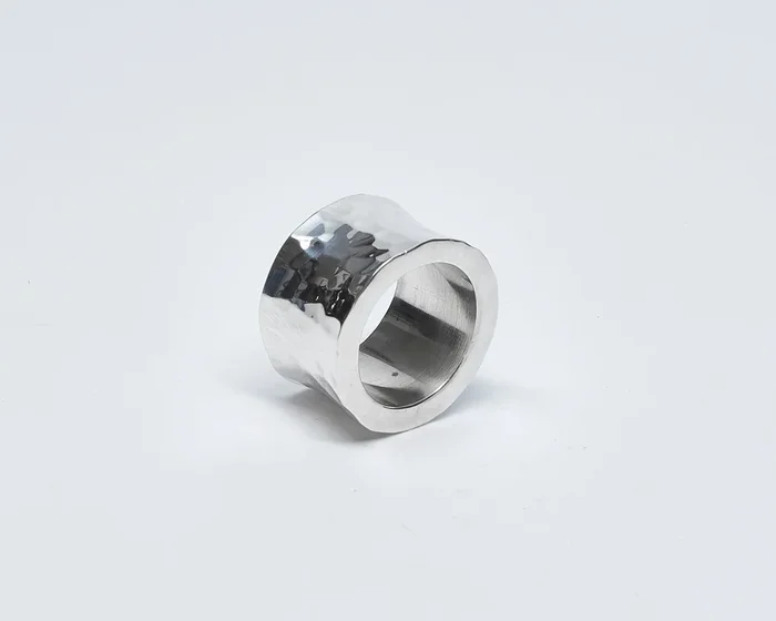 Thick Pounded Sterling Silver Concave Ring