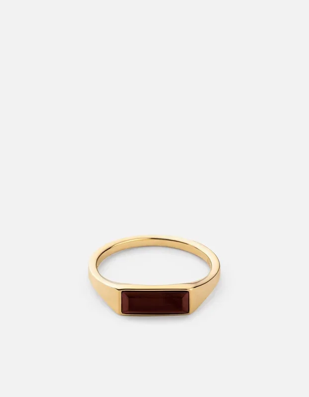 Thin Lennox Agate Ring, Gold Vermeil
