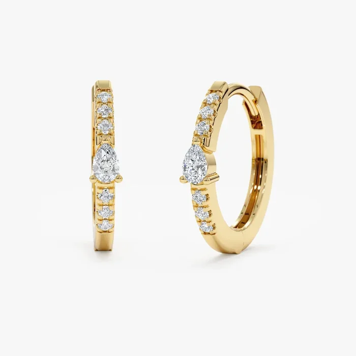 Thin Pear-Cut Diamond Hoops, Jara