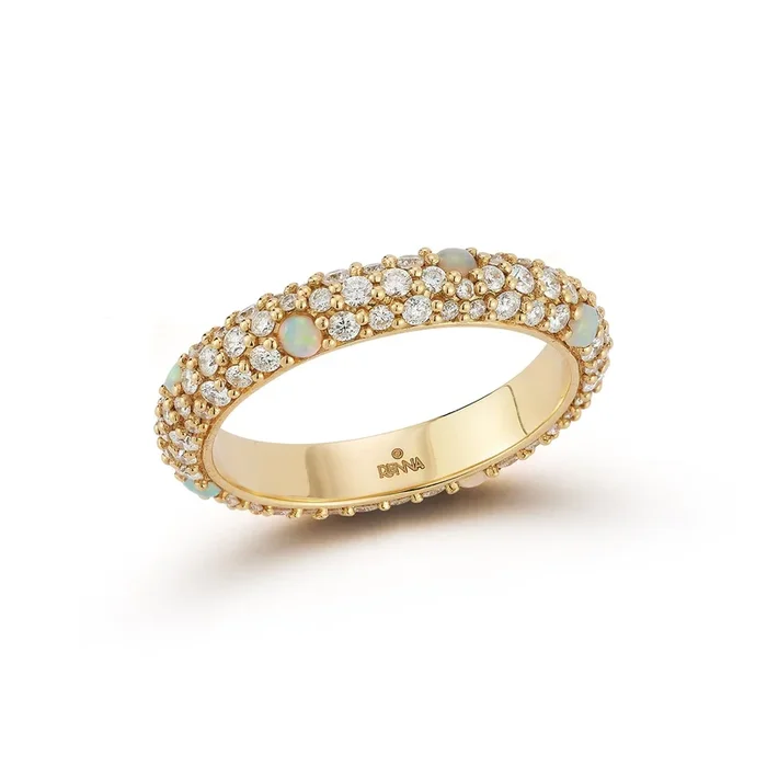 Thin Tidepool Ring – Diamond and Opal