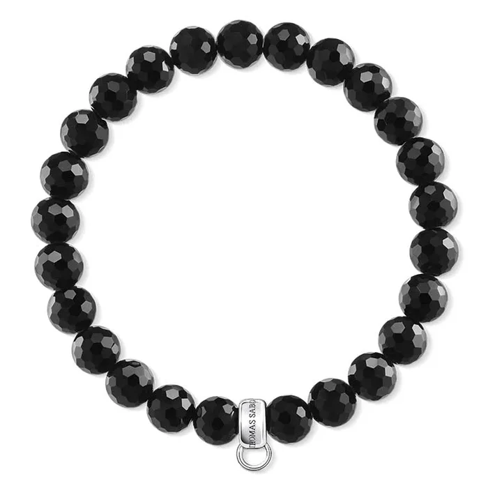 Thomas Sabo Charm Club Sterling Silver Black Obsidian 17.5cm Bracelet