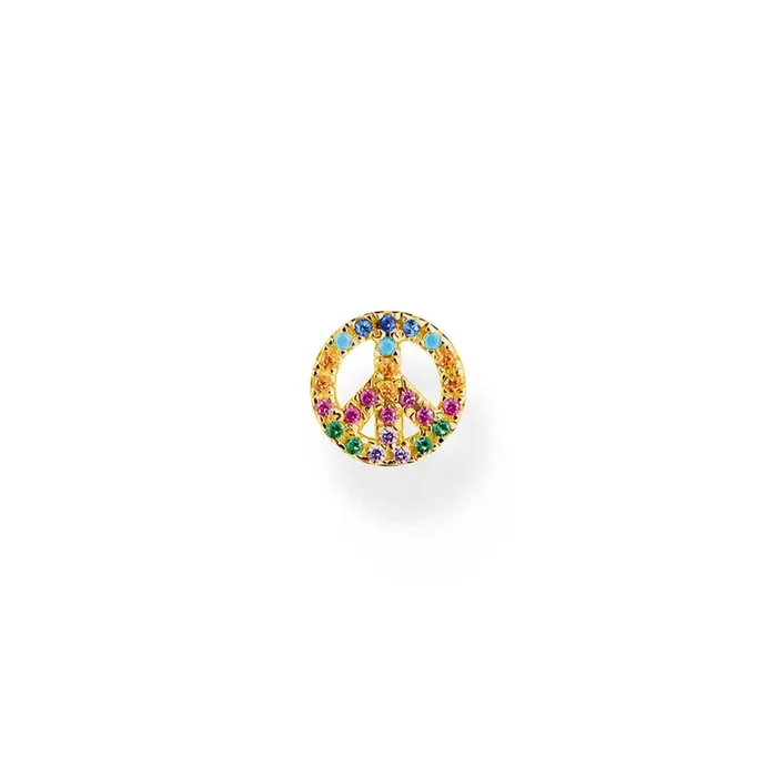 Thomas Sabo Sterling Silver Gold Plated C/C Rainbow Peace Earrings *1 Earring Only*
