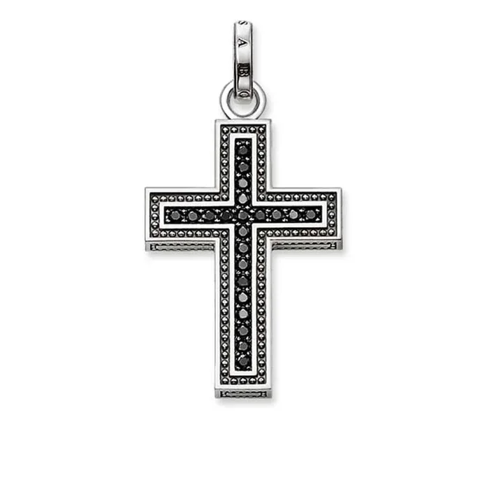 Thomas Sabo Sterling Silver Oxidised Black CZ Cross Pendant