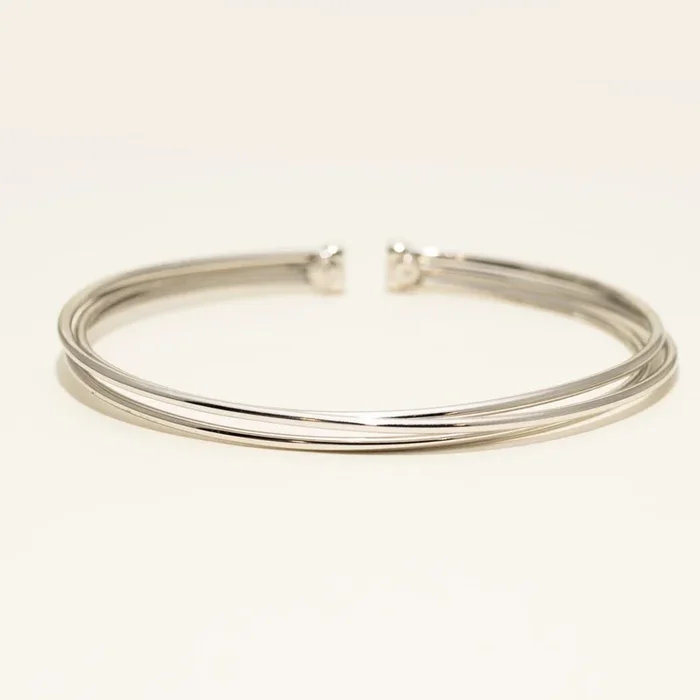 Three Row Bangle Bracelet in Sterling Silver