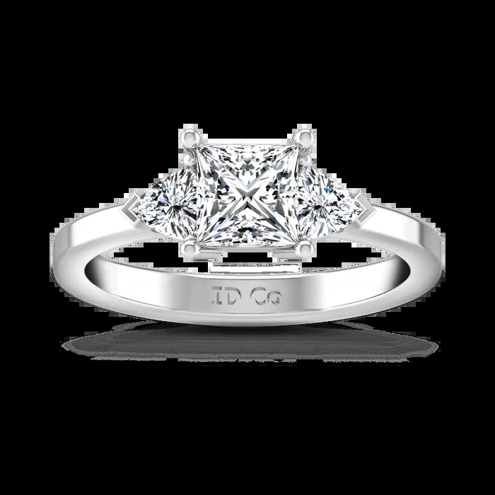 Three Stone Princess Cut Diamond Engagement Ring Simone 14K White Gold