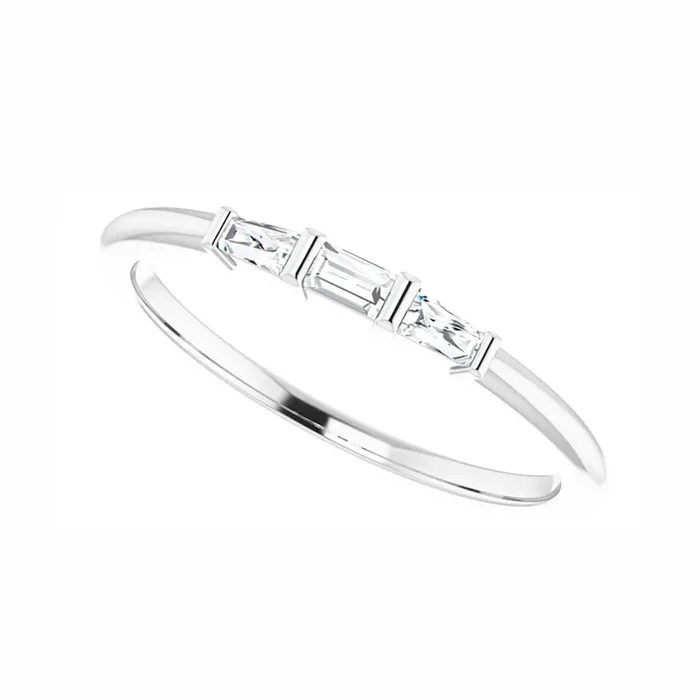 Three-Stone Ring with Diamond Baguettes