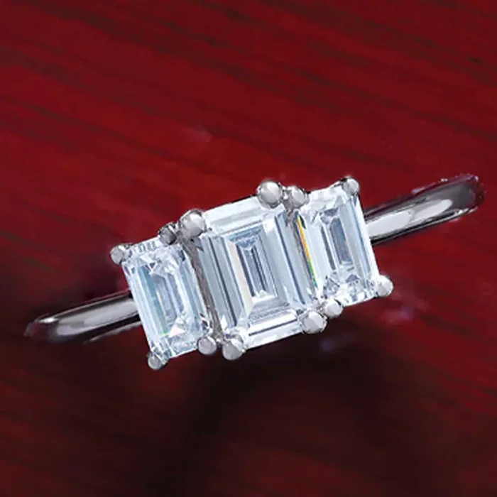 Three-Stone Setting with Emerald-Cut Side Stones