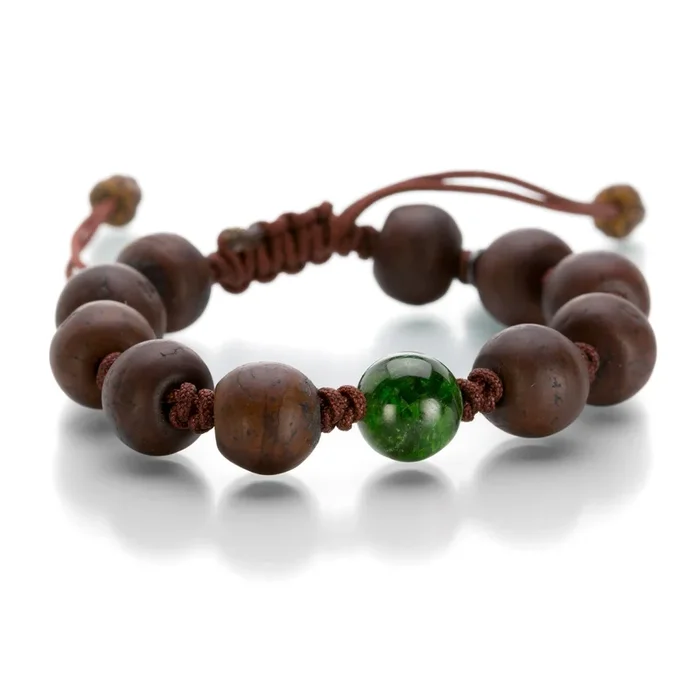 Tibetan Prayer Bracelet with Chrome Diopside