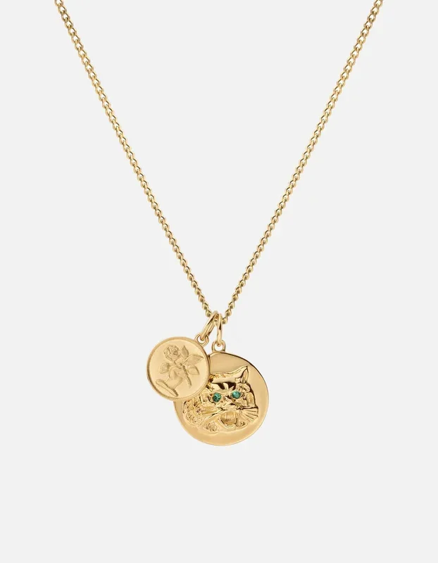 Tiger’s Eye Necklace, Gold Vermeil/Emerald